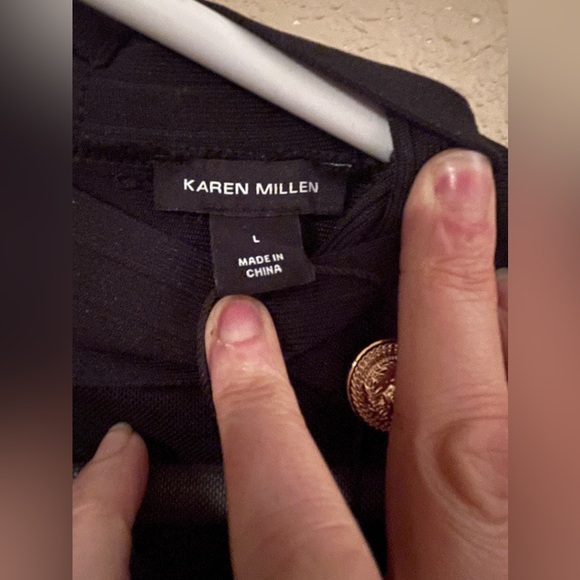 Karen Millen Bandage Knit Military Trim And Mesh Top Black L - Picture 5 of 8